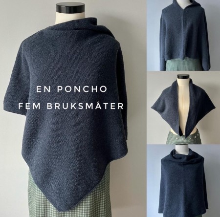Ro poncho, 100% lamull, nattblå